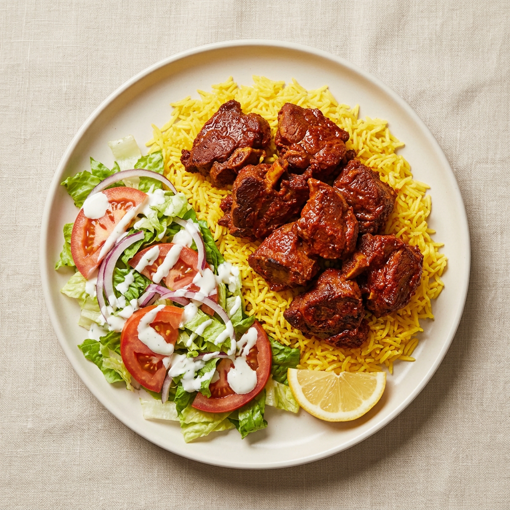 Goat meat with saffron rice — a Somali plate
