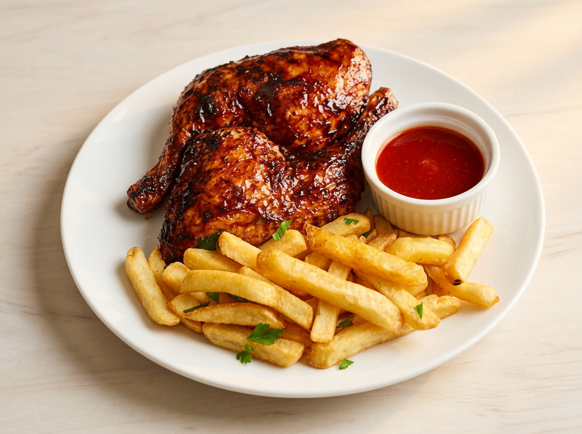 2pc Grilled Chicken Leg Quarter with Fries
