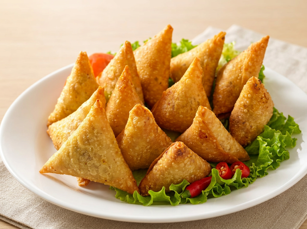 Traditional triangle Somali sambusas — choose chicken or beef